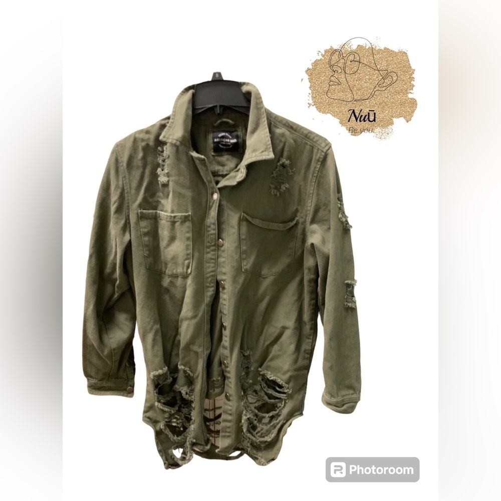 Trademark American Bazi Olive Green Distressed Jacket 1X